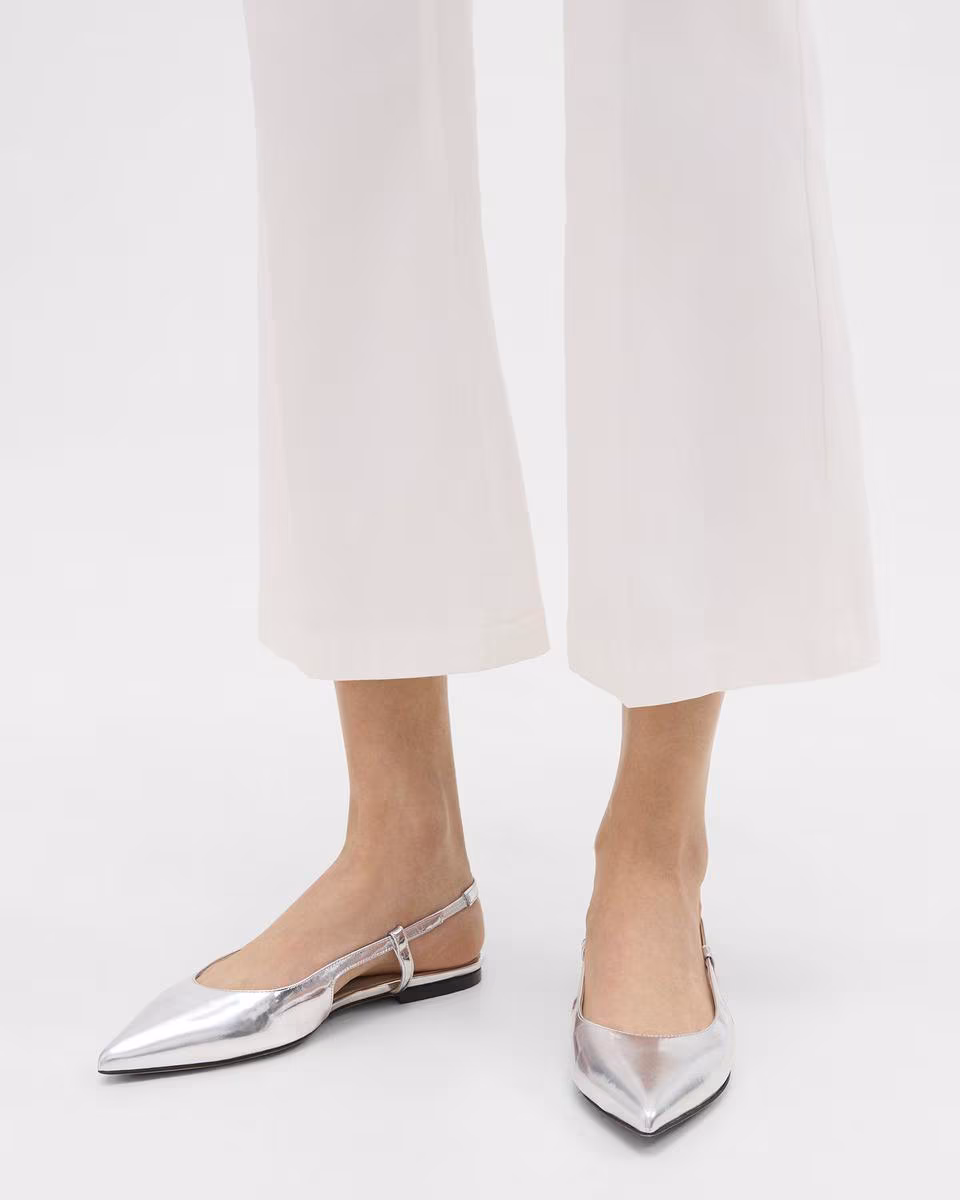 Slingback Flat in Metallic Leather