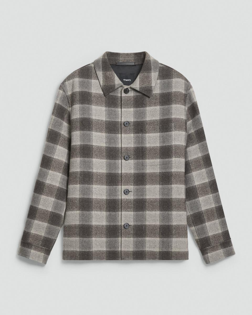 Overshirt in Checked Double-Face Wool-Cashmere