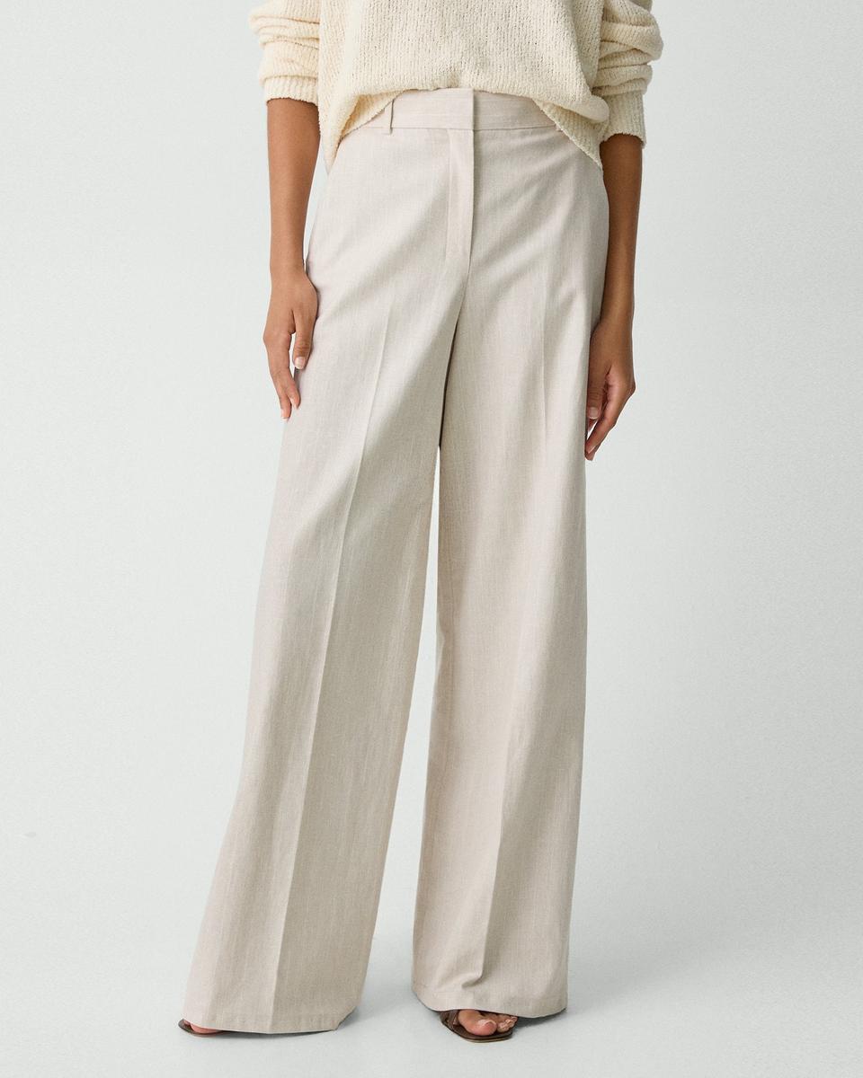 High-Waist Wide-Leg Pant in Striped Canvas