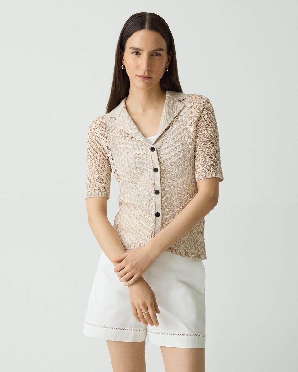 Short-Sleeve Camp Shirt in Sheen Cotton