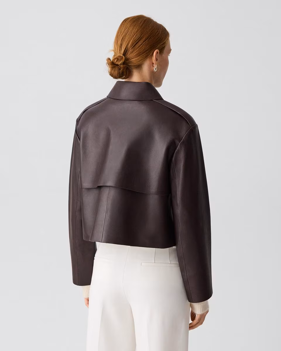 Cropped Trench in Sleek Leather