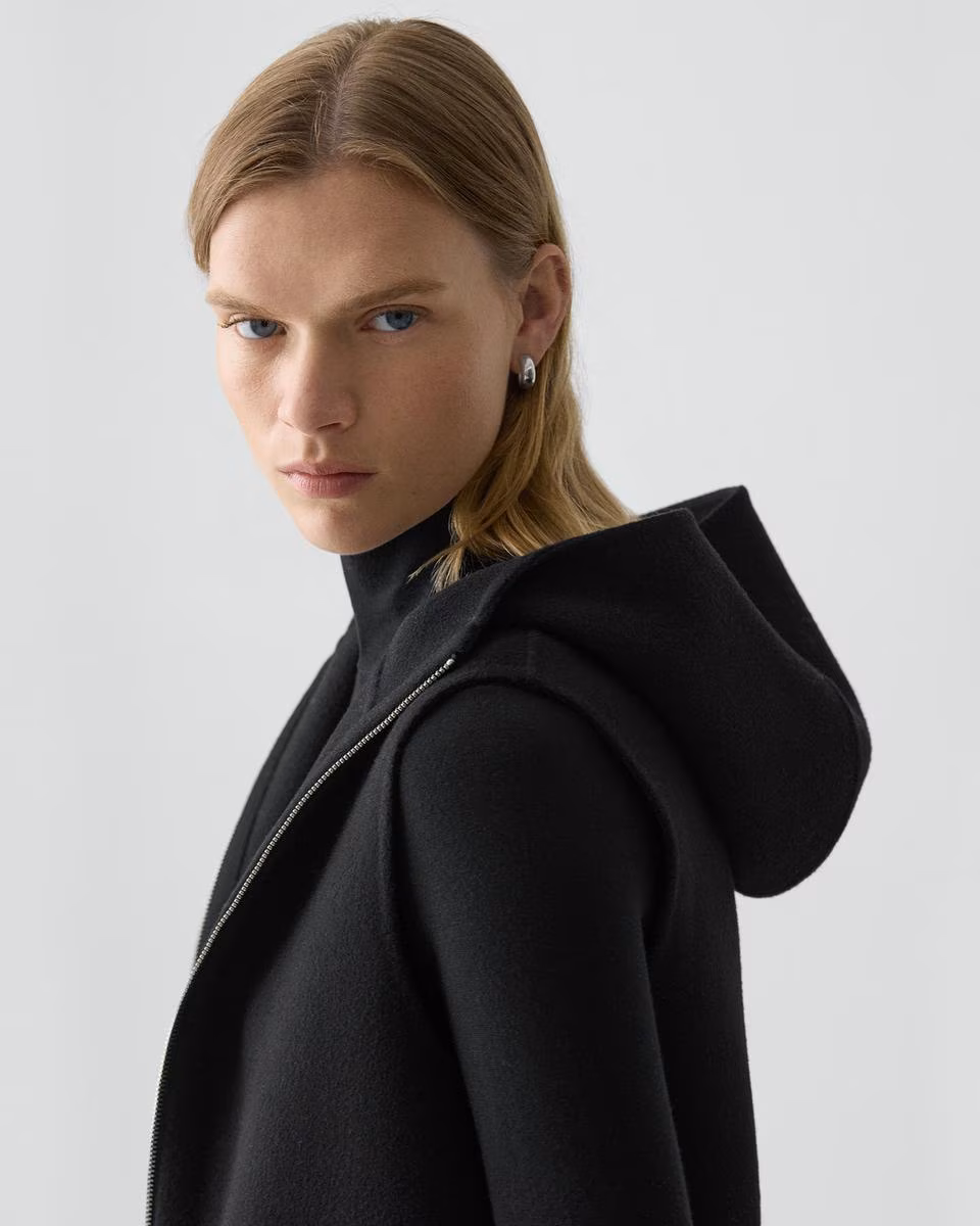 Hooded Vest in Double-Face Wool-Cashmere