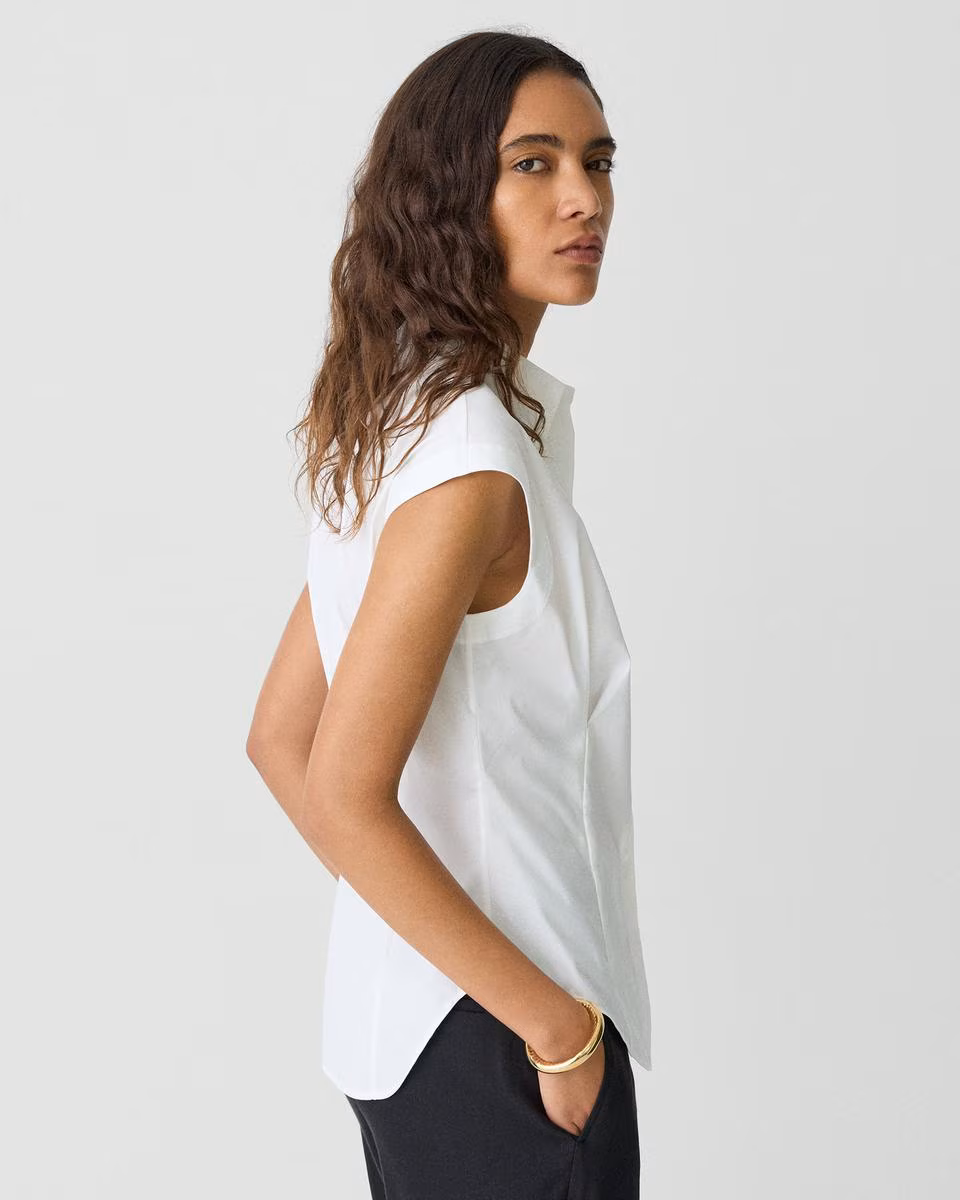 Cinched Cap Sleeve Shirt in Good Cotton