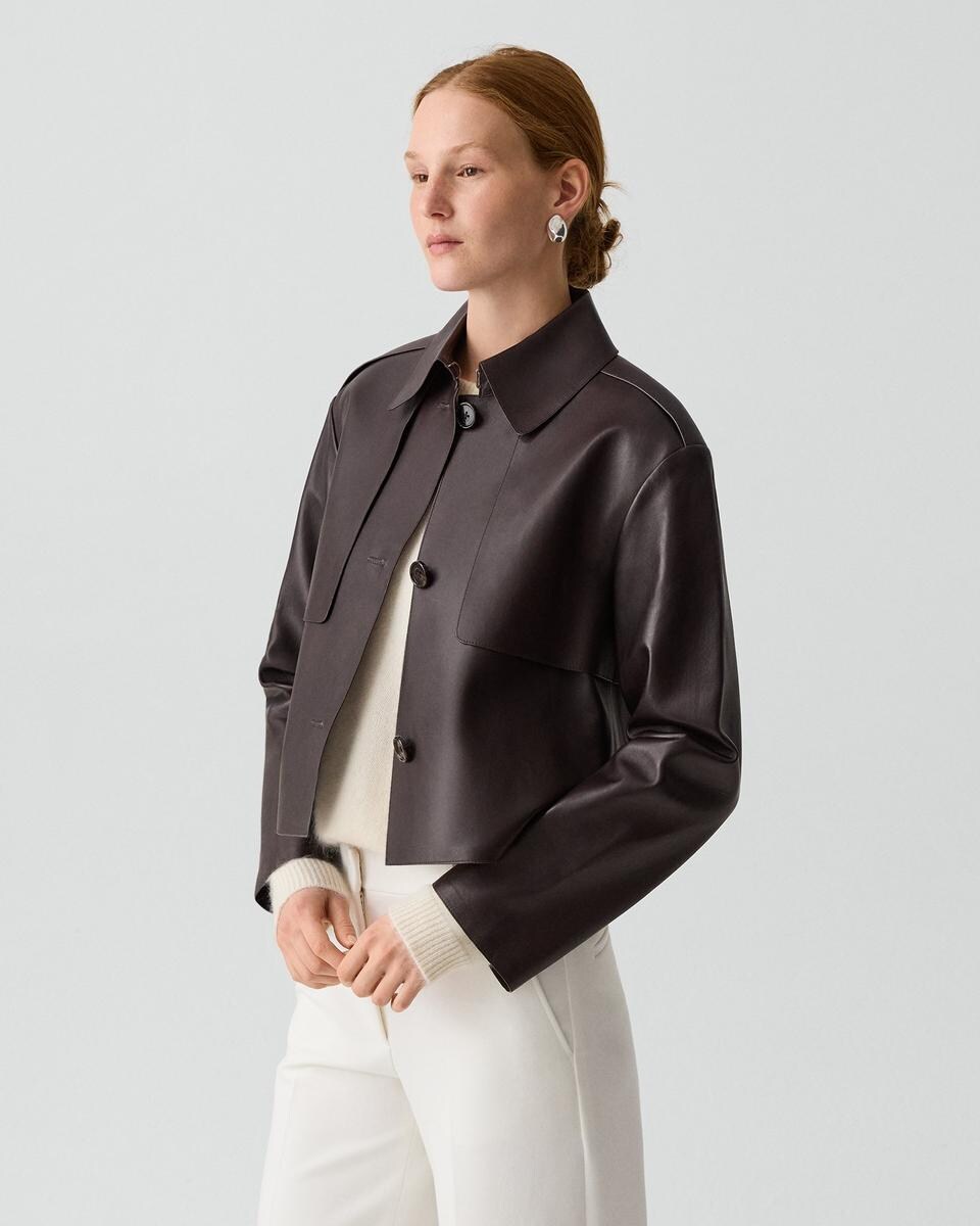 Cropped Trench in Sleek Leather