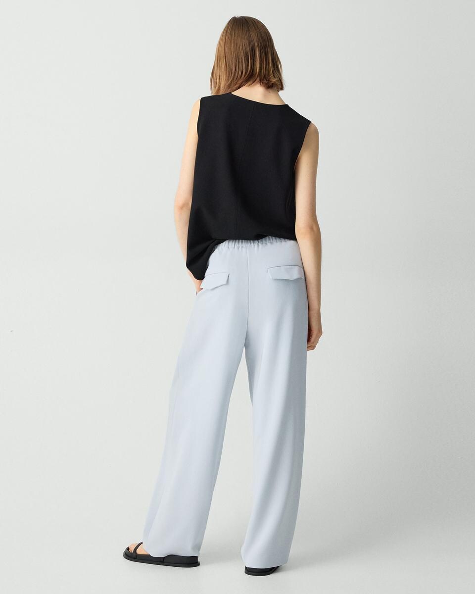 Pleated Pull-On Pant, 30'' in Admiral Crepe