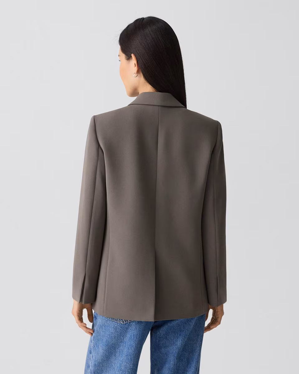 Relaxed Double-Breasted Blazer in Admiral Crepe