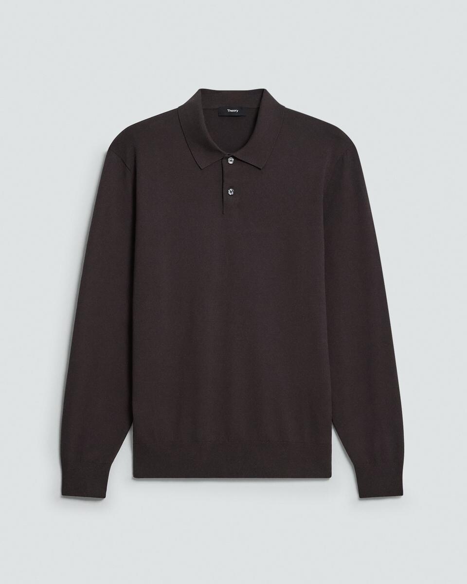 Goris Long-Sleeve Polo Shirt in Light Bilen