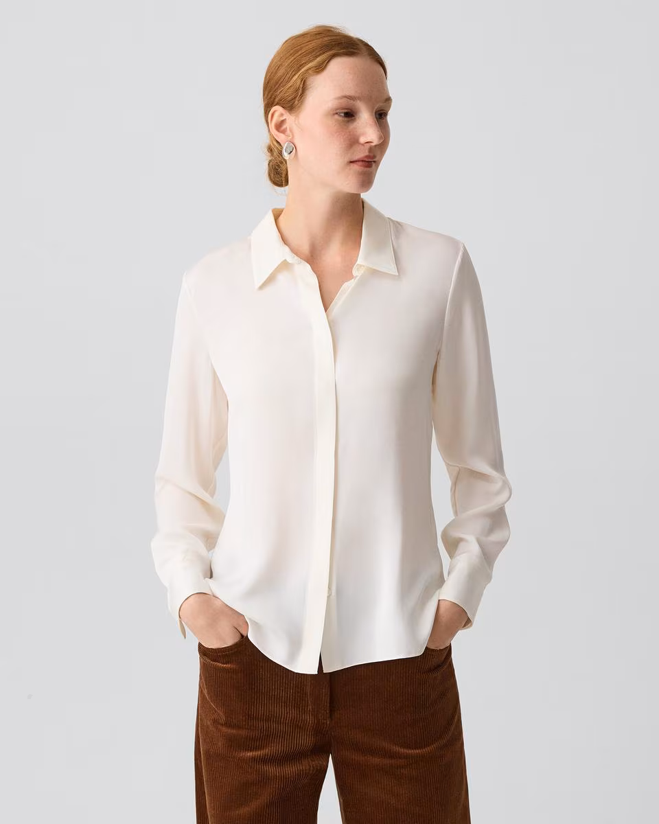 Fitted Shirt in Washable Silk Georgette