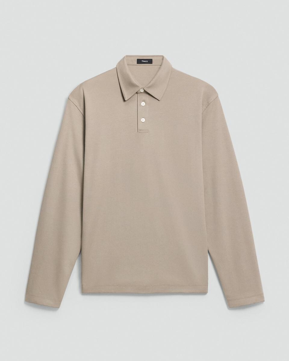 Relaxed Long-Sleeve Polo Shirt in Cotton Jersey