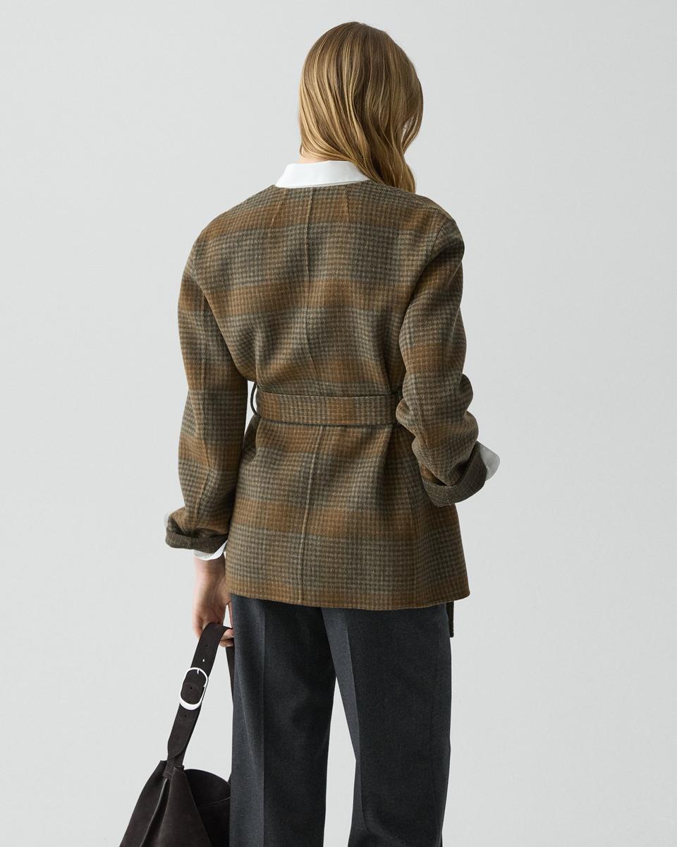 Cardigan Jacket in Plaid Wool-Cashmere