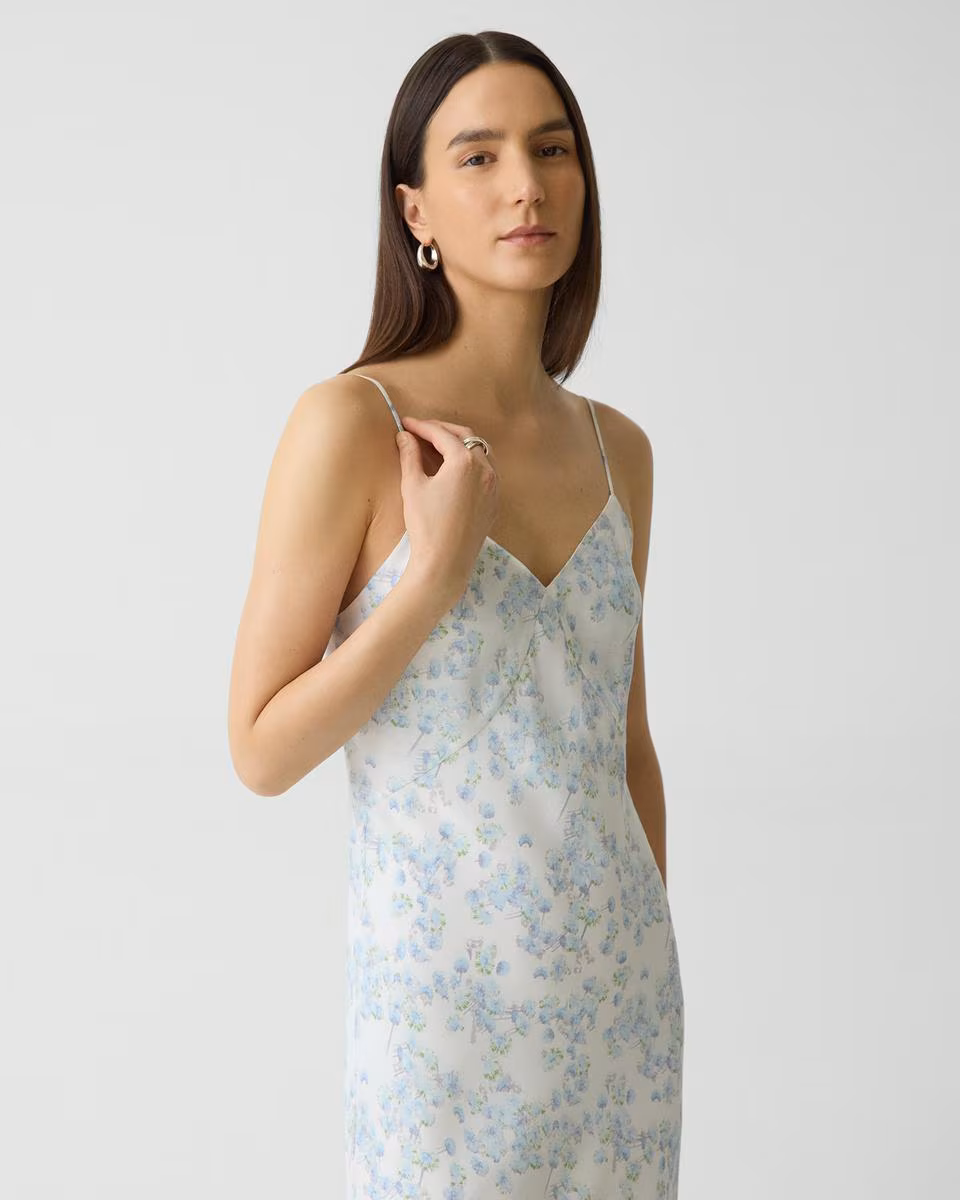 Slip Dress in Floral Satin Georgette