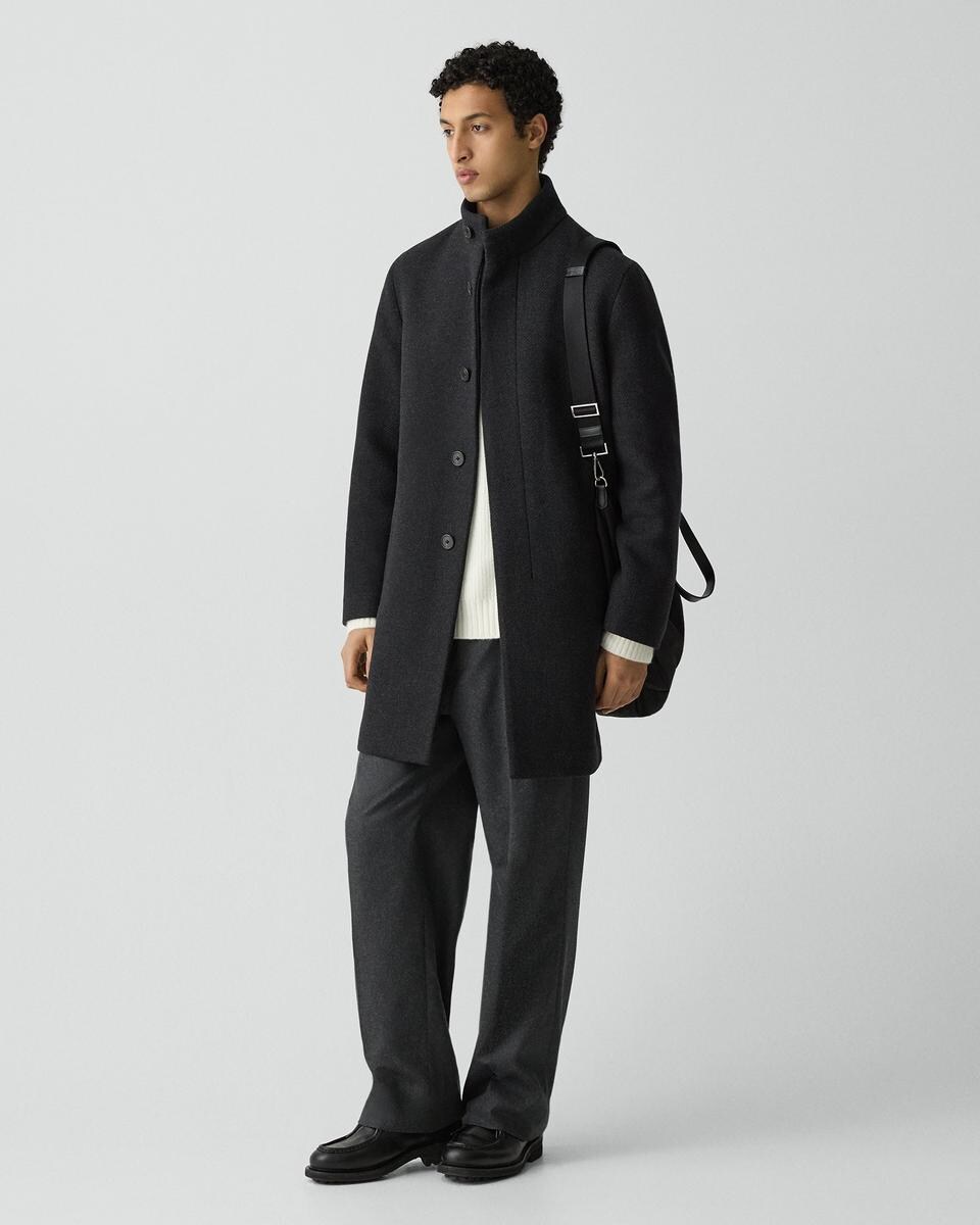 Belvin Coat in Textured Wool-Blend Melton
