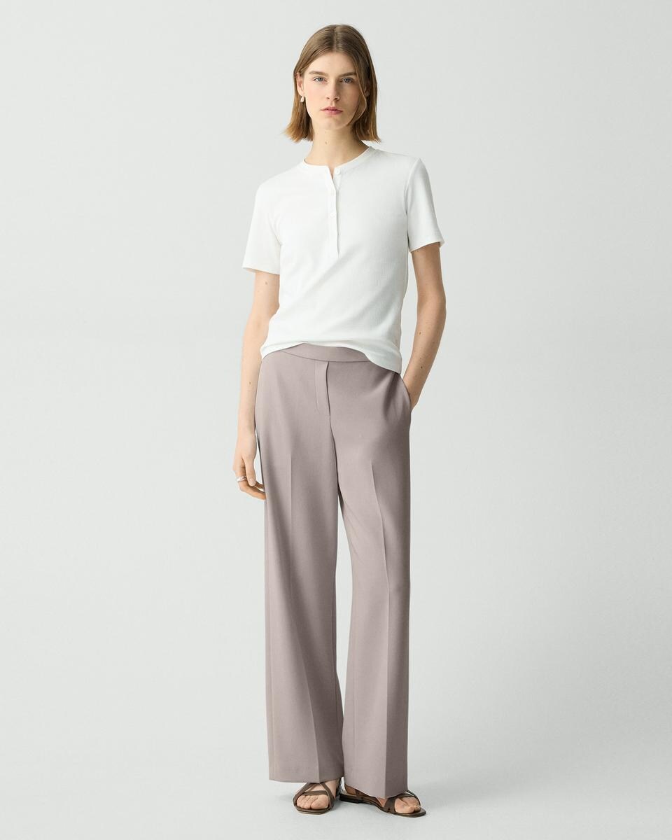 Wide-Leg Pull-On Pant in Admiral Crepe