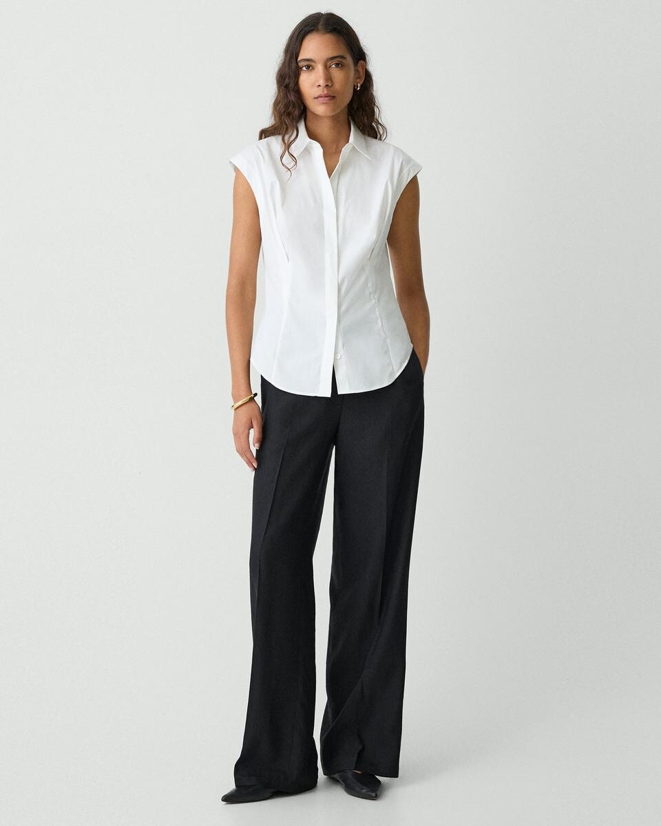 Cinched Cap Sleeve Shirt in Good Cotton