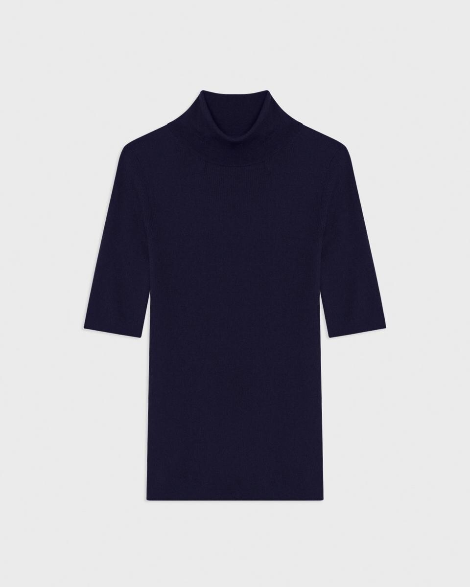 Leenda Short-Sleeve Turtleneck in Regal Wool
