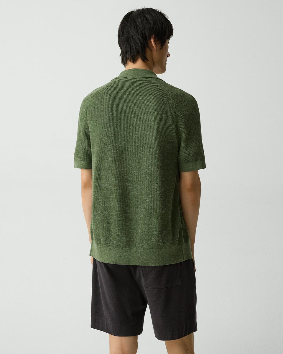 Short-Sleeve Button-Up Shirt in Pacific Linen