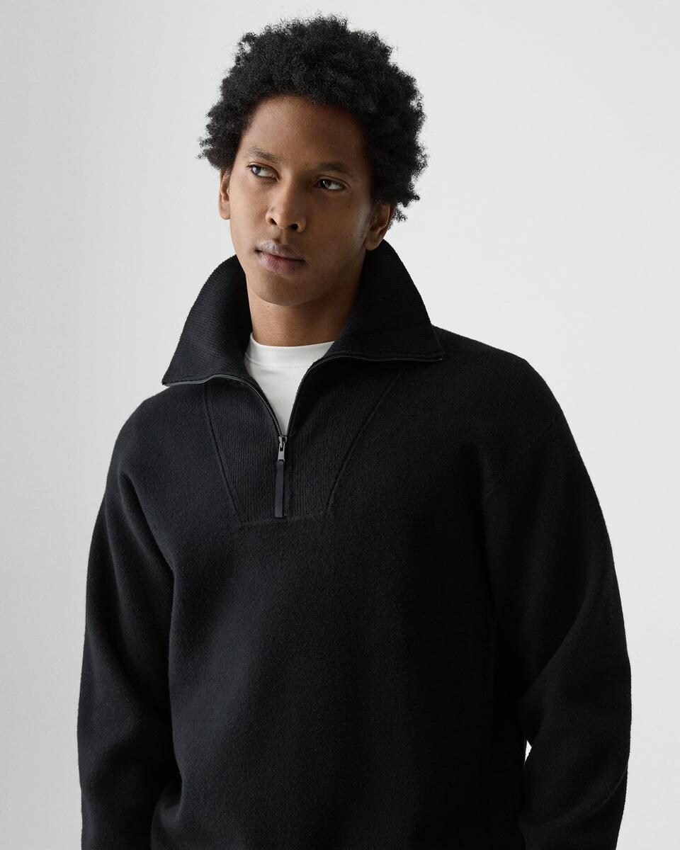 Relaxed Quarter-Zip Sweatshirt in Wool Bilen