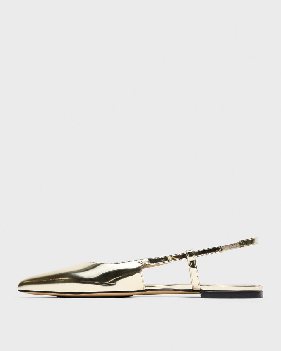 Slingback Flat in Metallic Leather