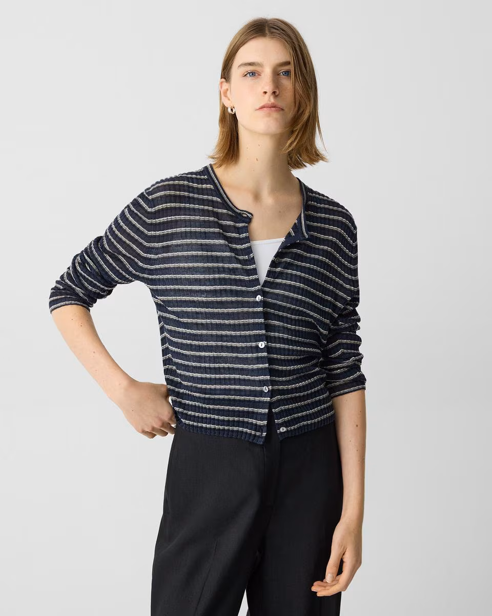 Cropped Cardigan in Linen-Blend