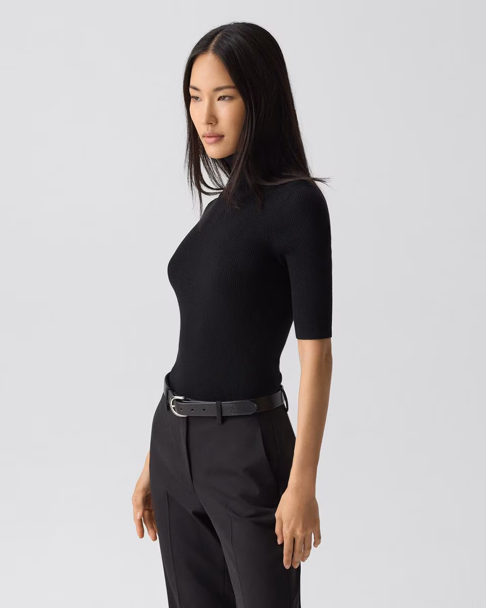 Leenda Short-Sleeve Turtleneck in Regal Wool