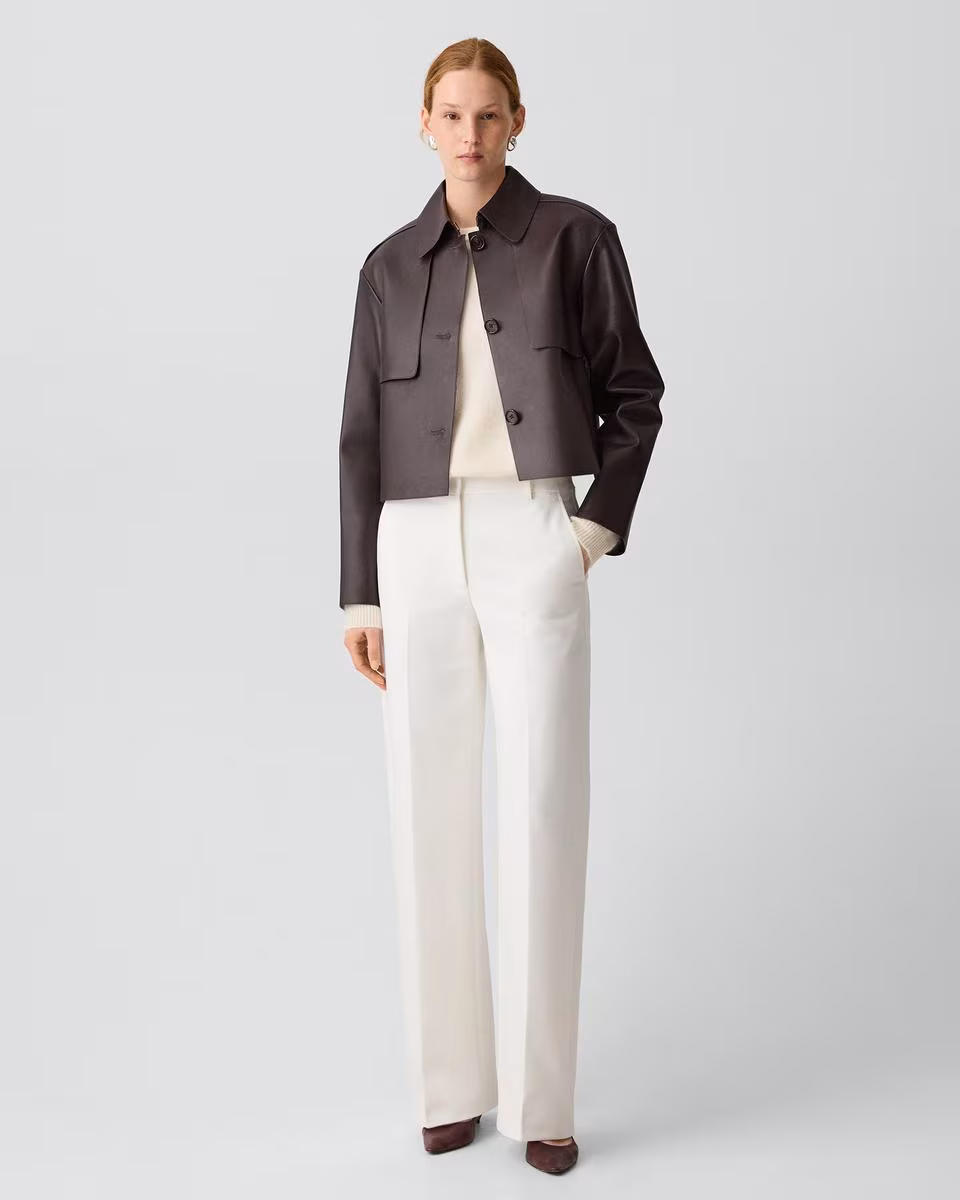 Cropped Trench in Sleek Leather