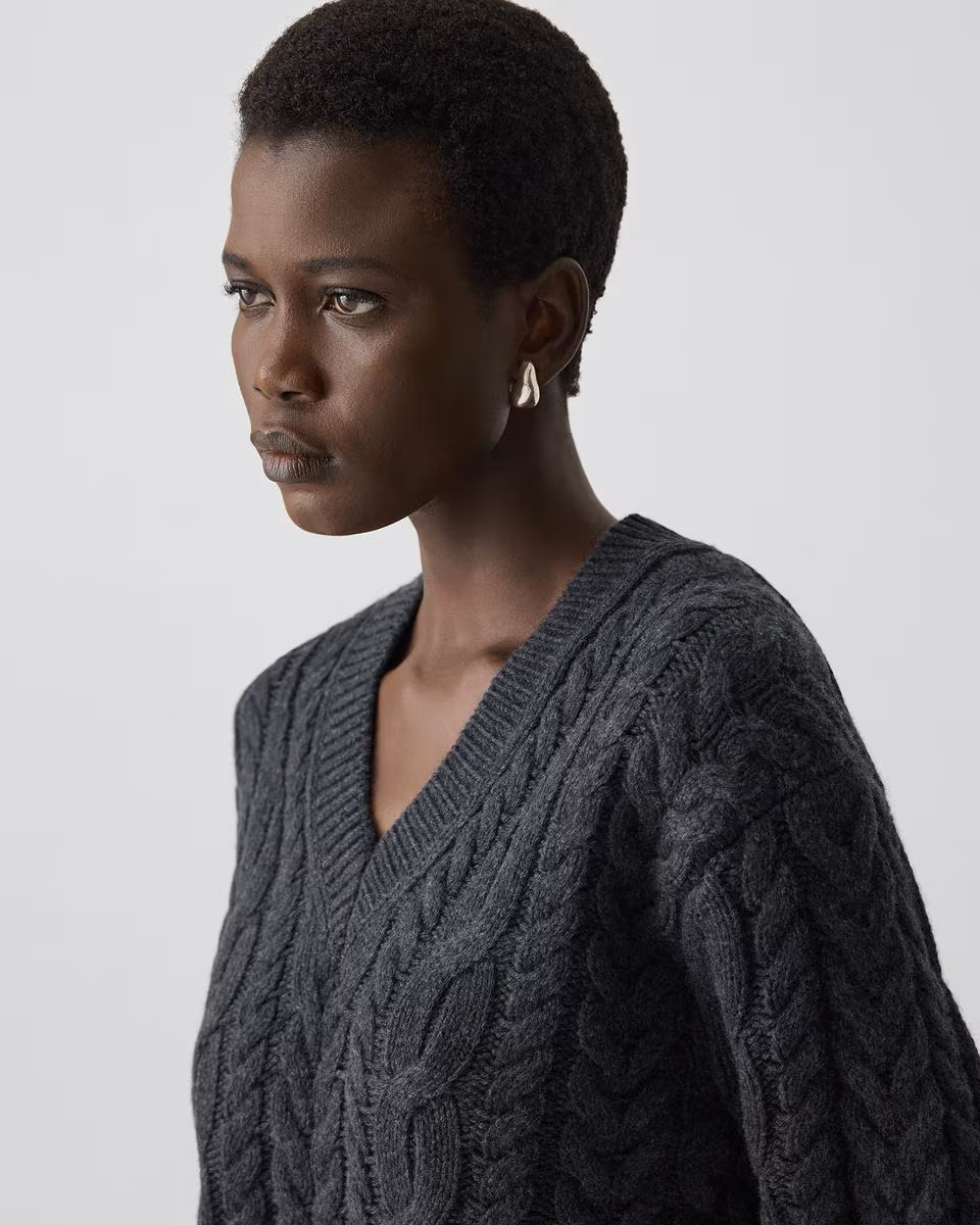 Cable-Knit Sweater in Felted Wool-Cashmere