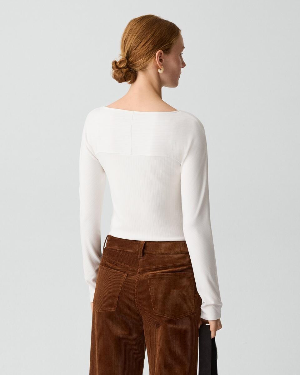 Boatneck Long-Sleeve Top in Stretch Rib