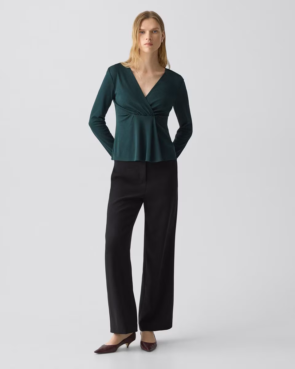 Wide-Leg Pull-On Pant in Admiral Crepe