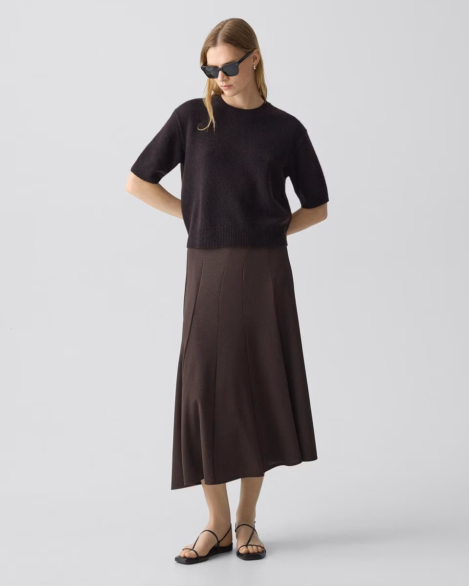 Fluted Seam Skirt in Crepe Jersey