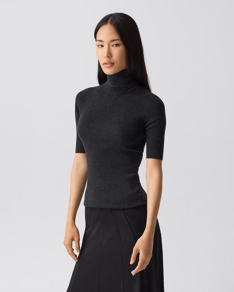 Leenda Short-Sleeve Turtleneck in Regal Wool