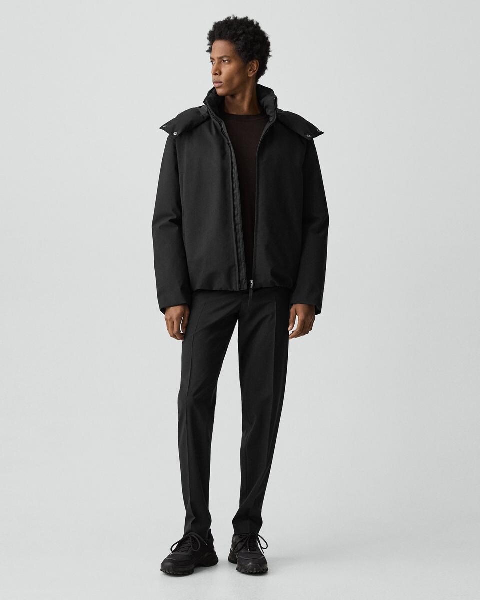Hooded Jacket in Bonded Wool-Blend