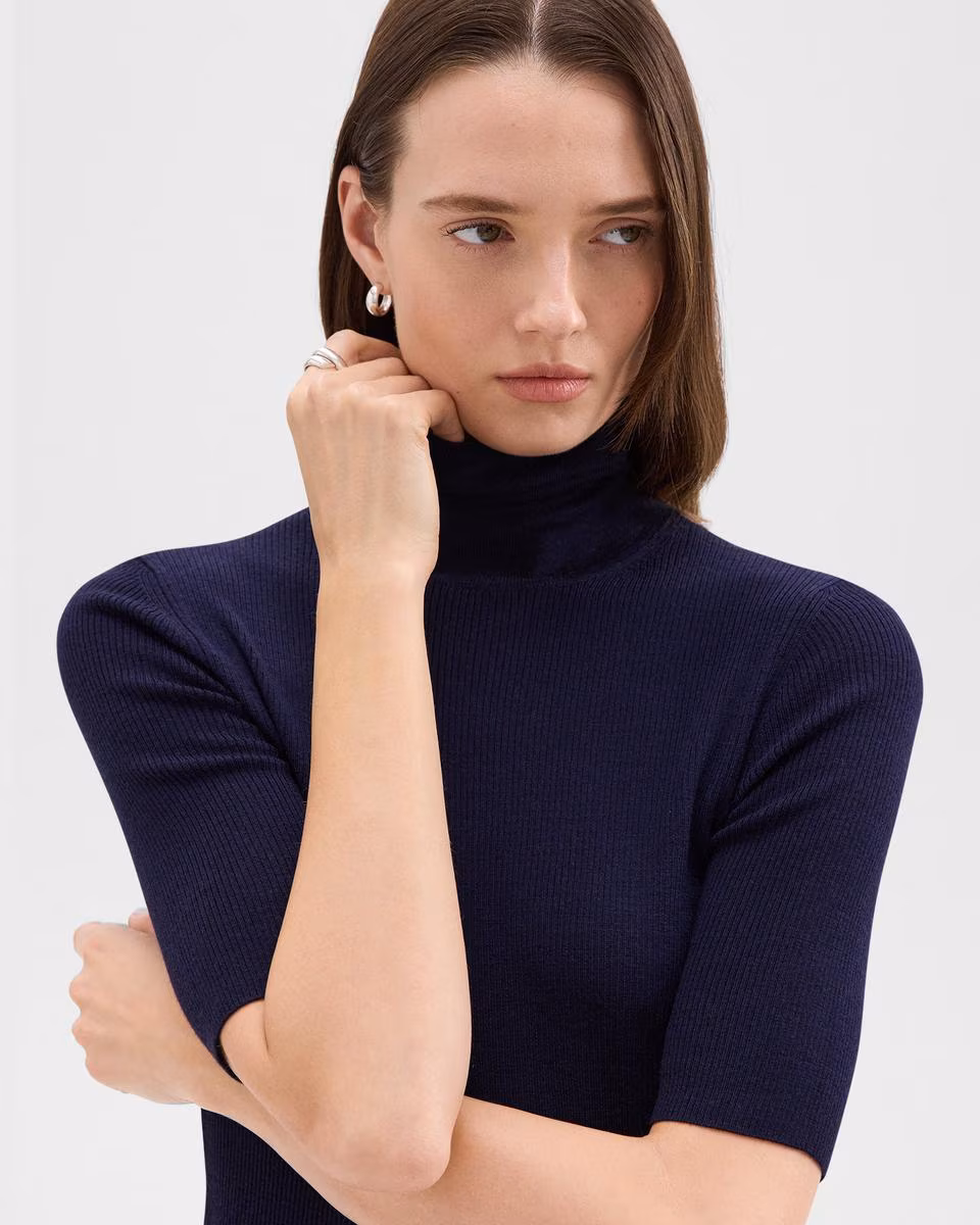 Leenda Short-Sleeve Turtleneck in Regal Wool