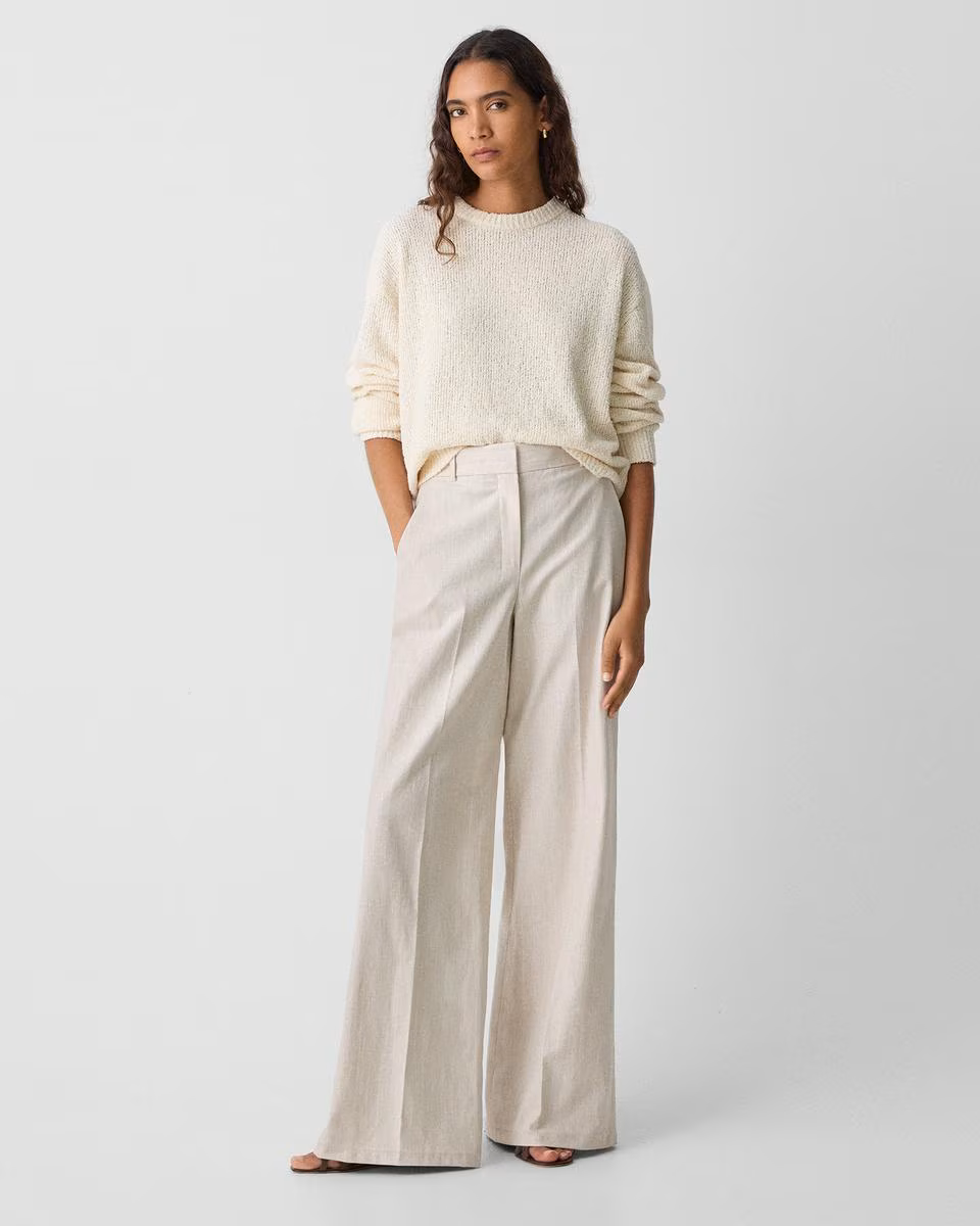 High-Waist Wide-Leg Pant in Striped Canvas