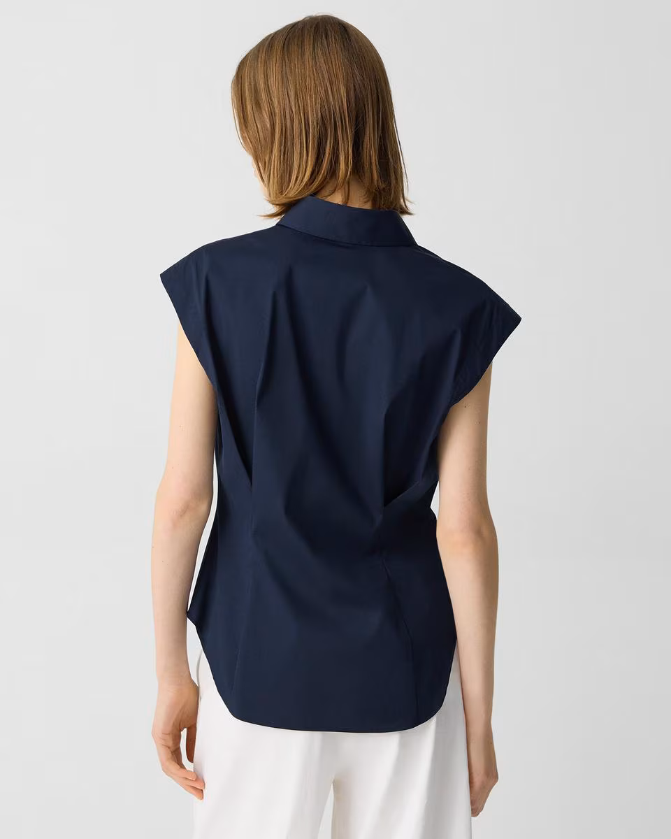 Cinched Cap Sleeve Shirt in Good Cotton