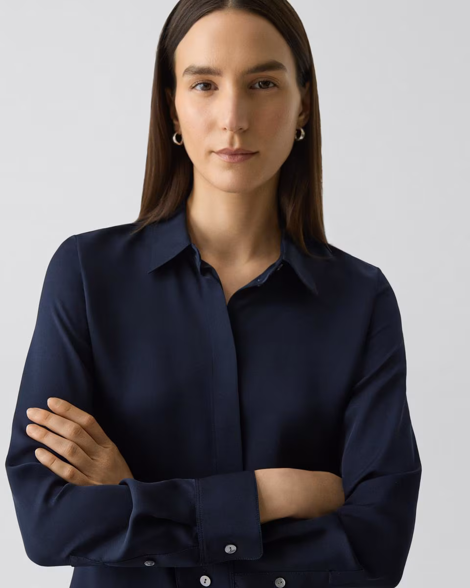 Fitted Shirt in Silk Georgette