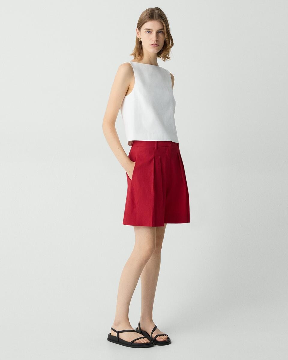 Pleated Short in Good Linen