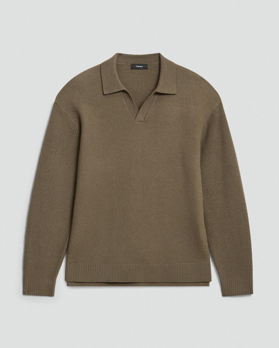 Polo Sweater in Boiled Wool