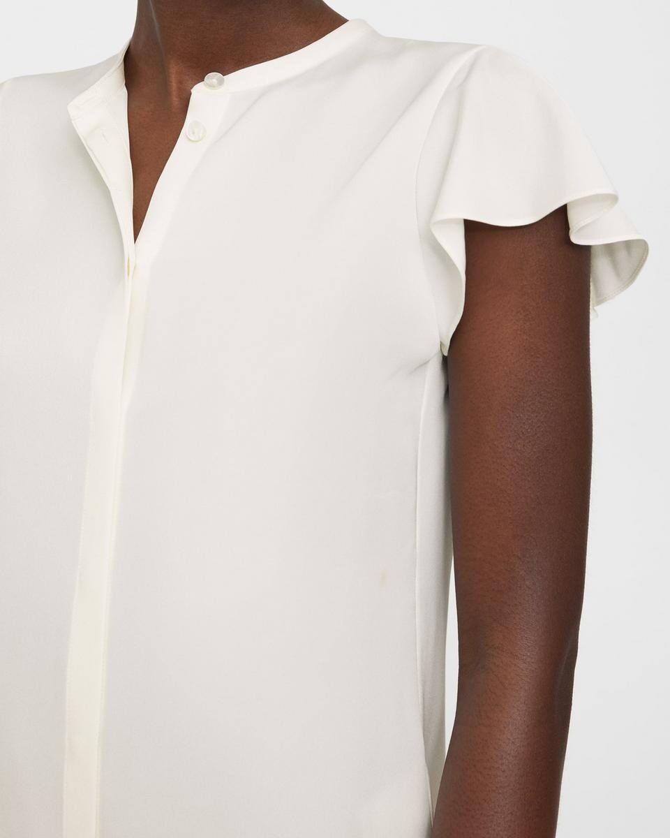 Ruffle Sleeve Top in Silk Georgette