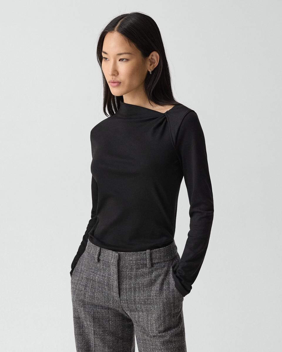 Twist Neck Top in Cotton Jersey