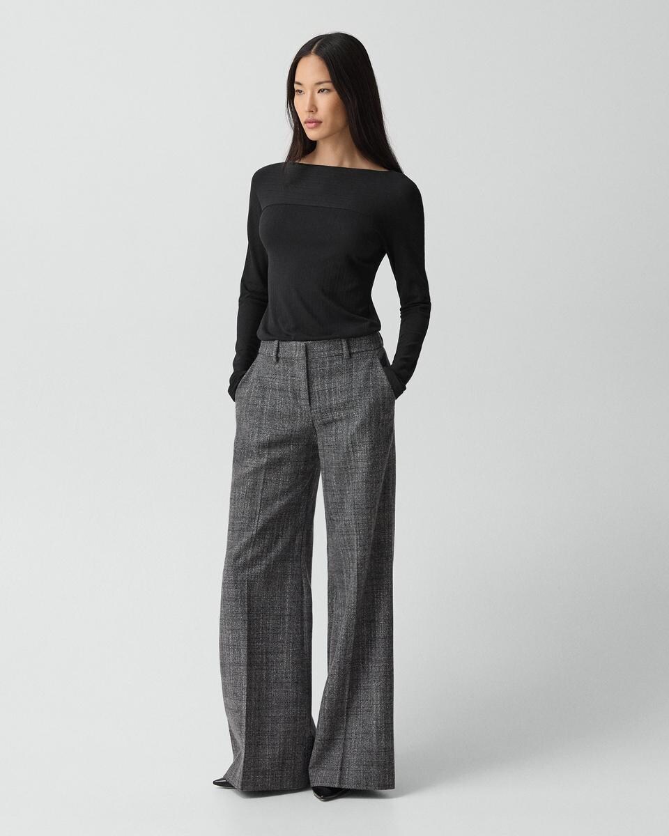 Boatneck Long-Sleeve Top in Stretch Rib