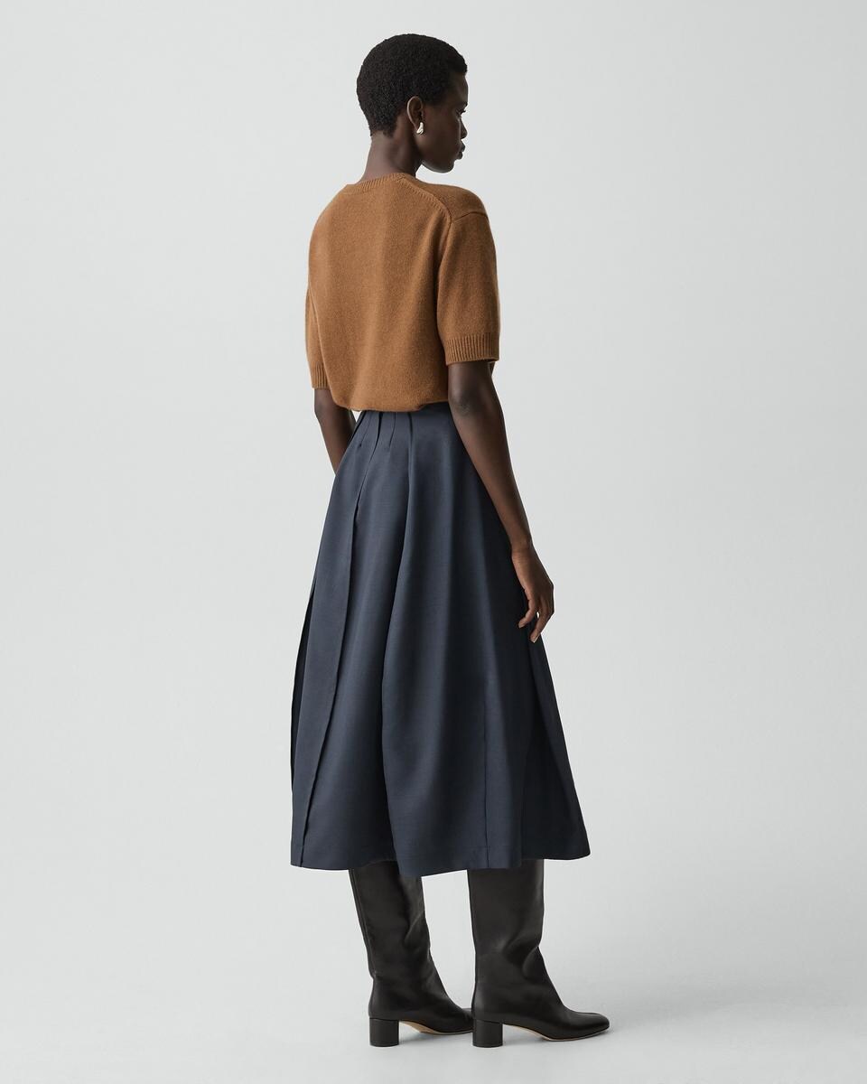 Curved Flare Skirt in City Twill