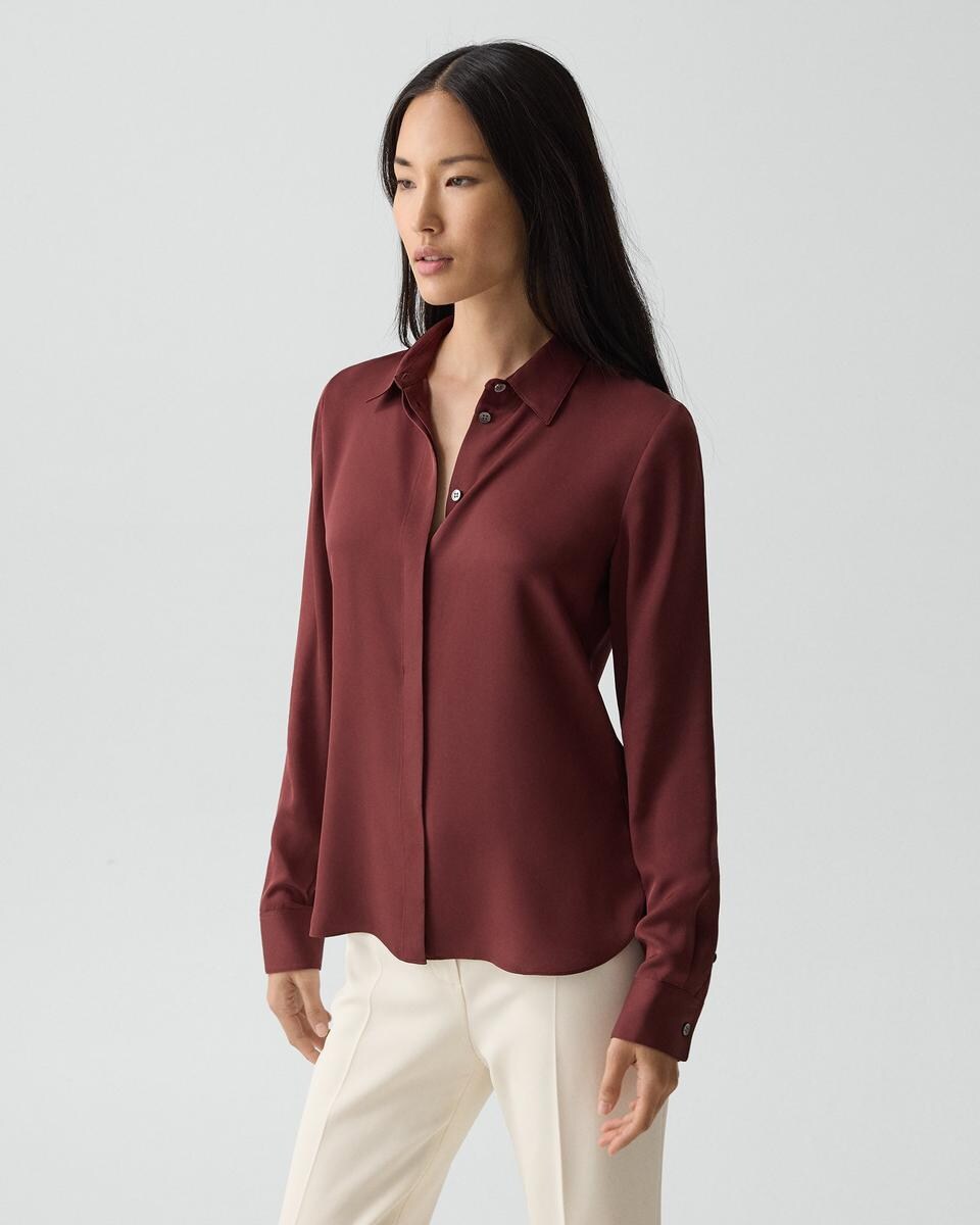Fitted Shirt in Silk Georgette