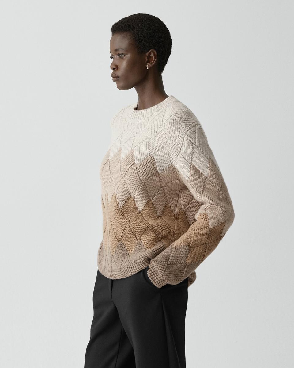 Diamond Weave Sweater in Felted Wool-Cashmere