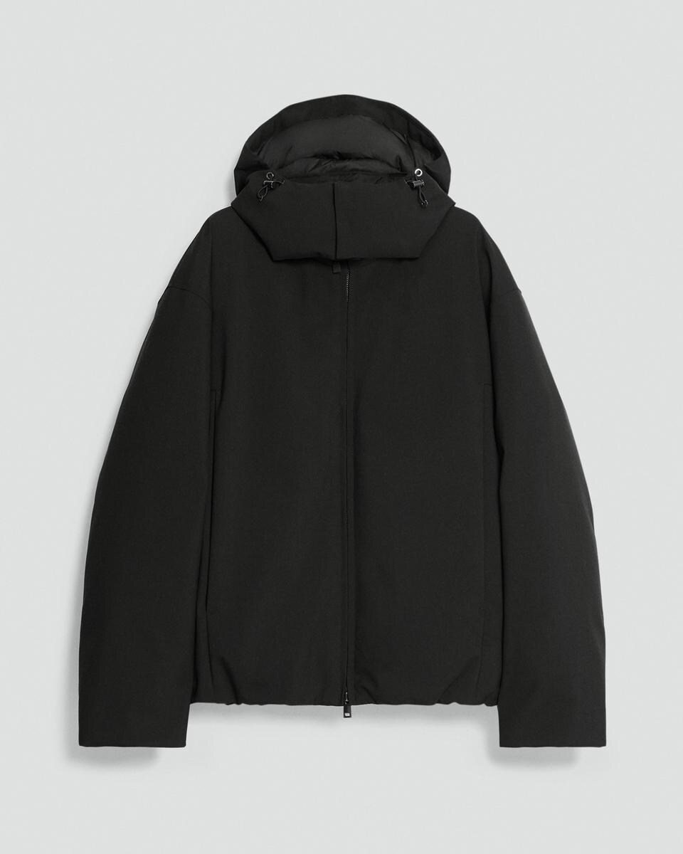 Hooded Jacket in Bonded Wool-Blend