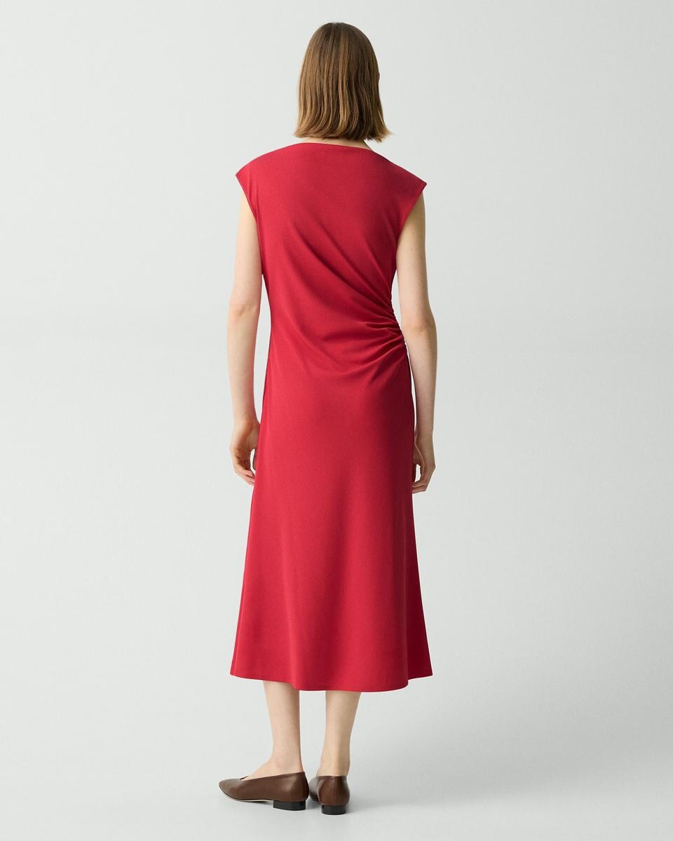 Draped Boatneck Dress in Crepe Jersey