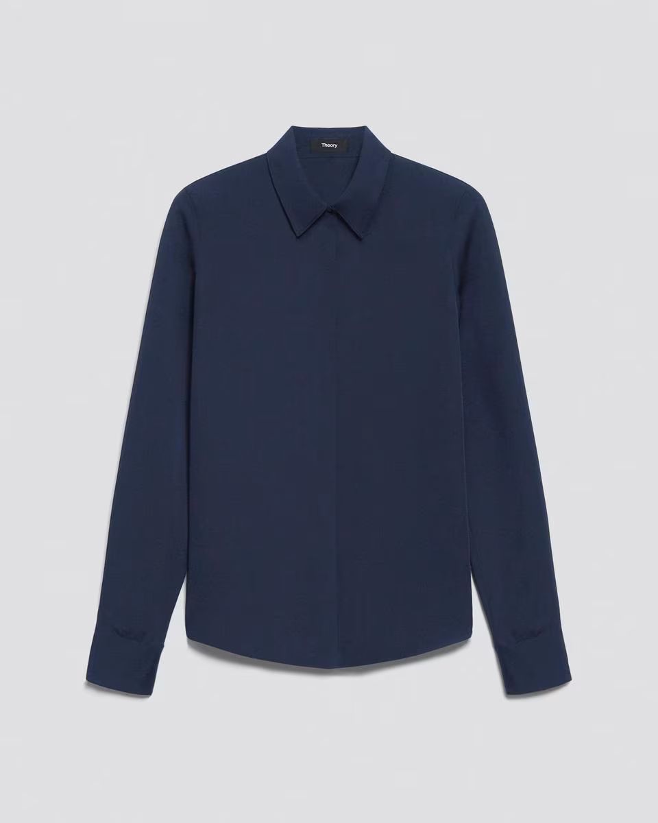 Fitted Shirt in Silk Georgette