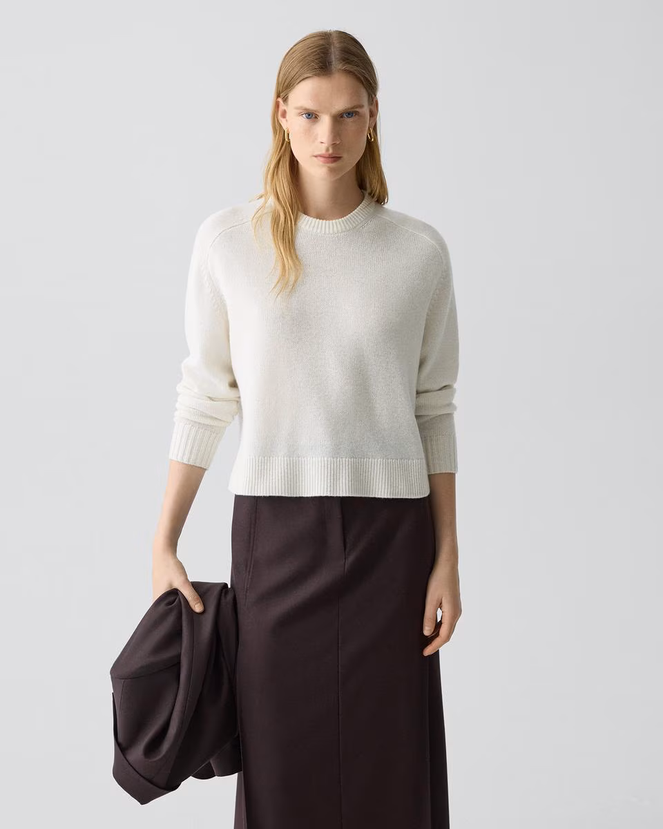 Cropped Crewneck Sweater in Cashmere