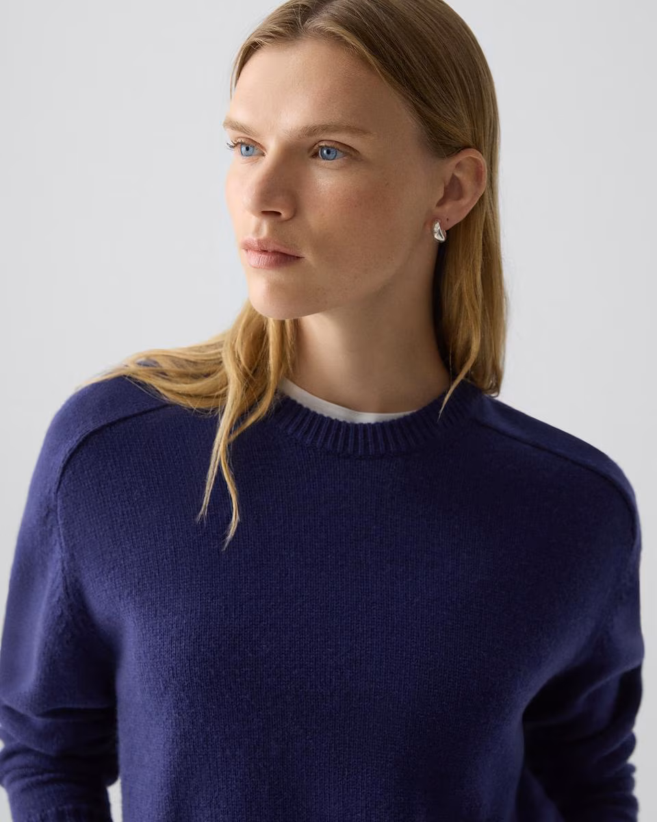 Cropped Crewneck Sweater in Cashmere