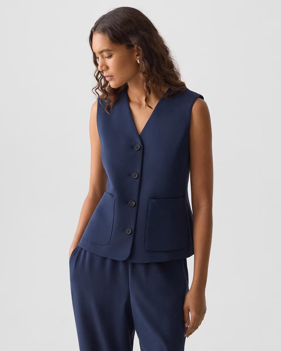 Zig Zag Vest in Satin Crepe