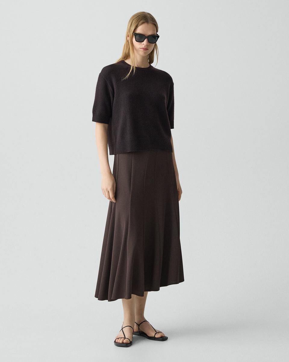 Fluted Seam Skirt in Crepe Jersey